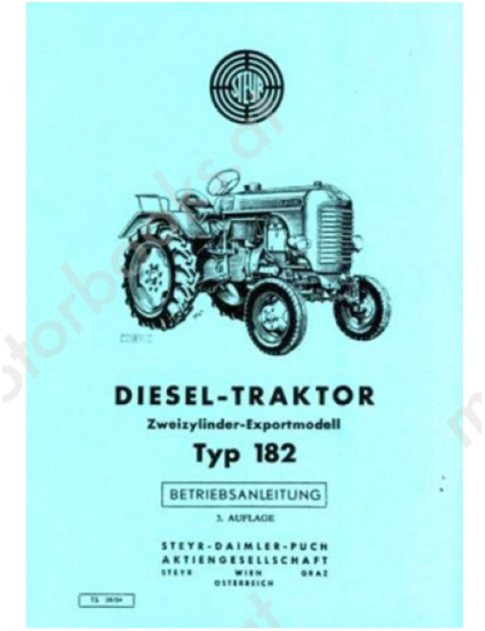 Betriebsanleitung Steyr Typ 182 im Oldtimer Traktor Ersatzteile Shop online kaufen
