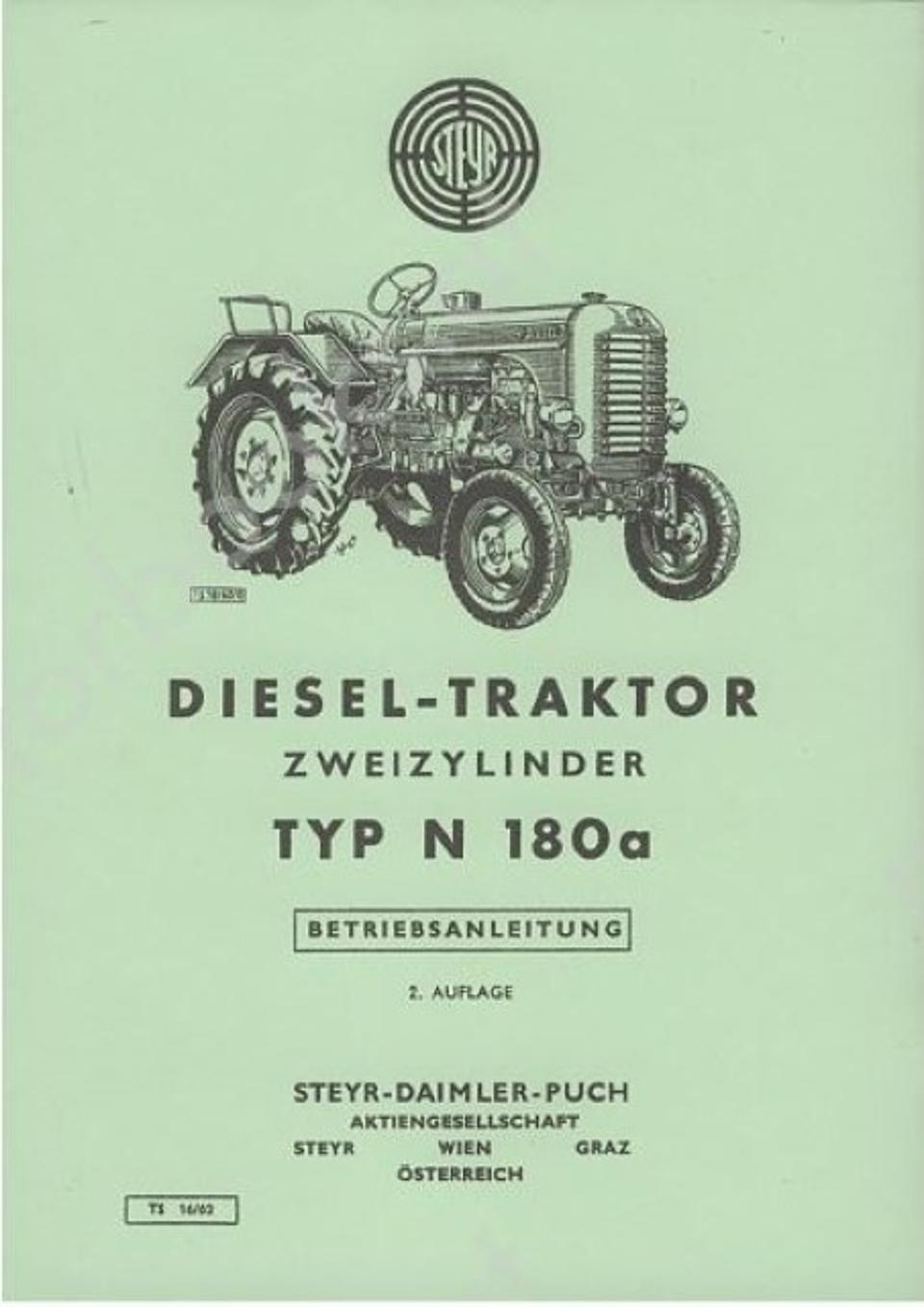 Betriebsanleitung Steyr Typ N180a im Oldtimer Traktor Ersatzteile Shop online kaufen